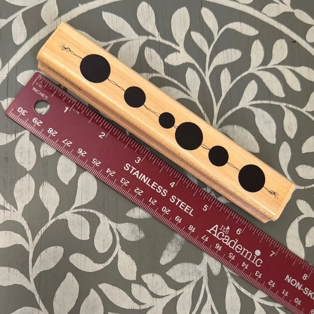 Wooden Stamp with Black Circle Design